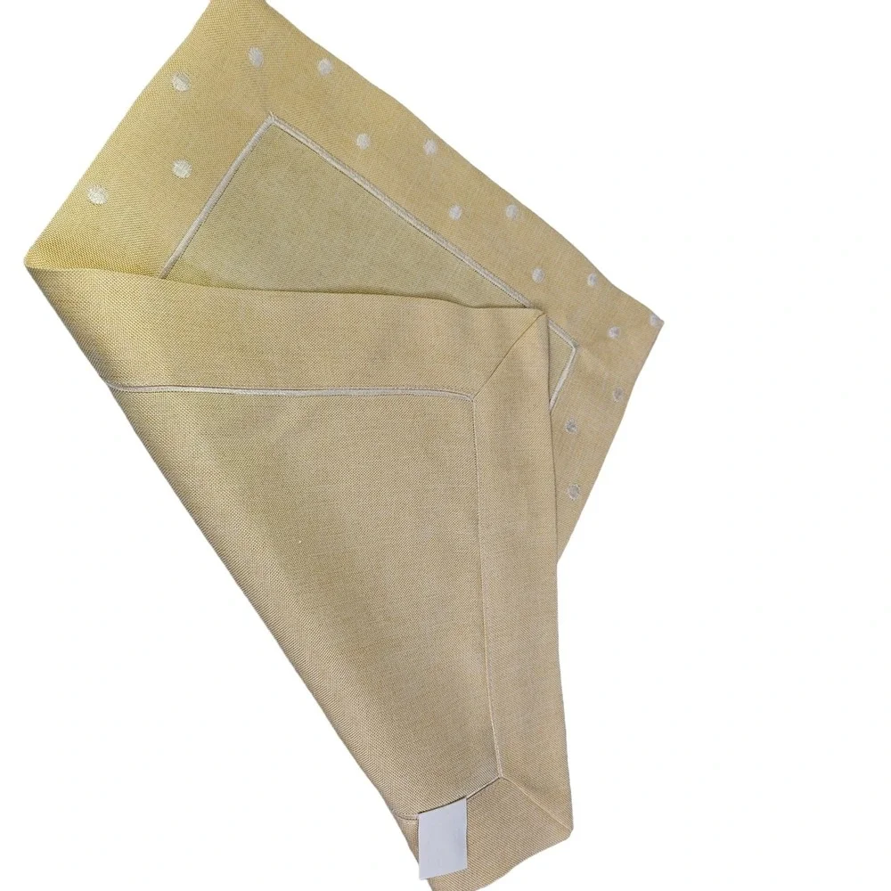 Yellow Set of 4 Placemats and 4 Napkins Polka Dot Border Table Home Decor New